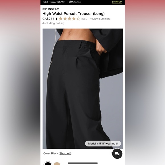 Alo high waist pursuit trouser, (long) size xxs - Picture 4 of 6